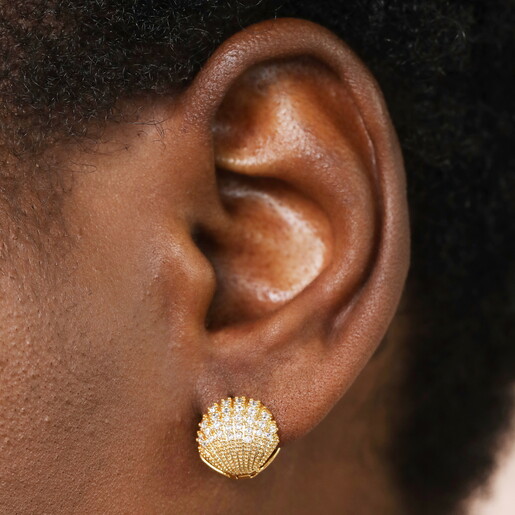 shell inspired earrings with crystal detailing