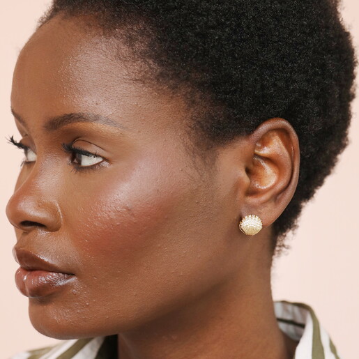 shell inspired earrings with crystal detailing