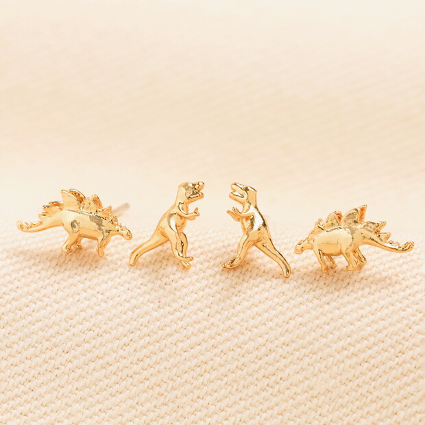 Chunky Dinosaur Stud Earrings in Gold