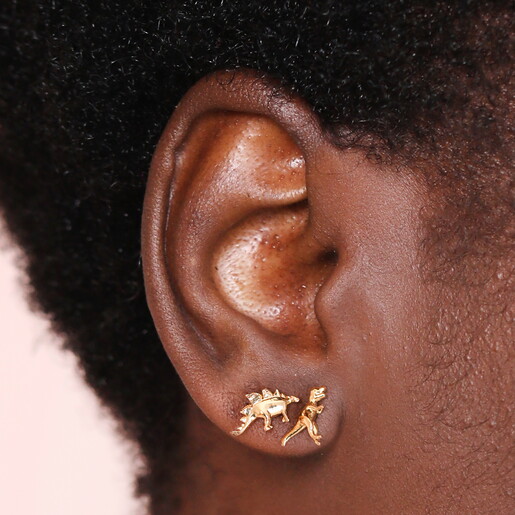Chunky Dinosaur Stud Earrings in GoldChunky Dinosaur Stud Earrings in Gold