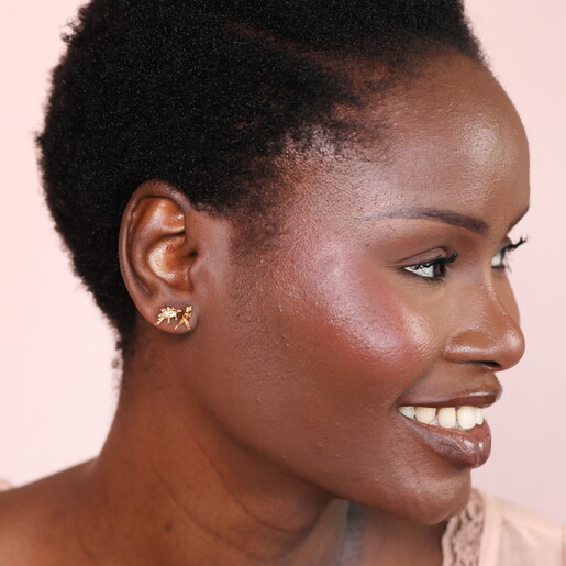 Chunky Dinosaur Stud Earrings in Gold