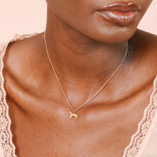 dog inspired pendant necklace in gold