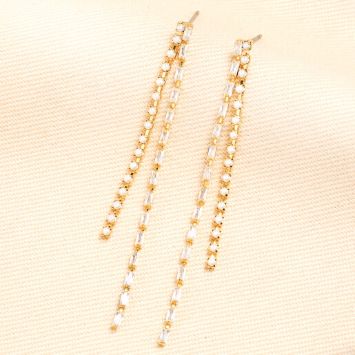 A Pair of Pretty Sparkly and Pearl Adorned Dangling Earrings