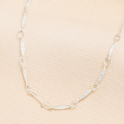 textured chain necklace in silver