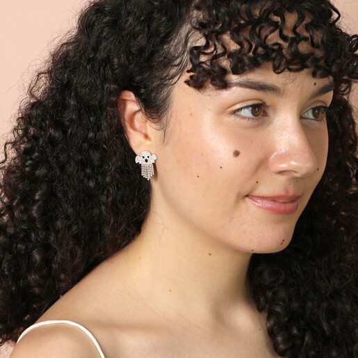 Crystal Ghost Stud Earrings in Gold