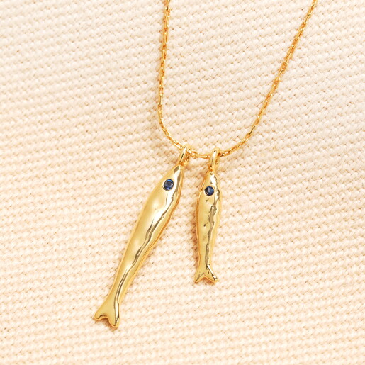hammered fish pendant necklace in gold