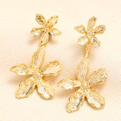 Double Sea Flower Stud Earrings in Gold