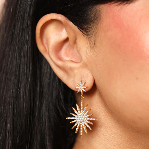 Double Star Crystal Large Earrings