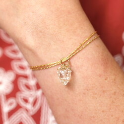 Double Layer Strawberry Charm Bracelet in Gold