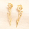 floral drop earrings in gold