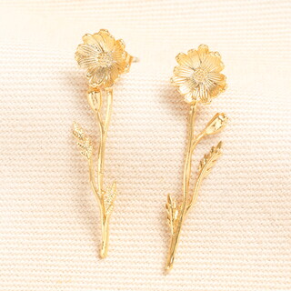 Wild Flower Drop Earrings in Gold