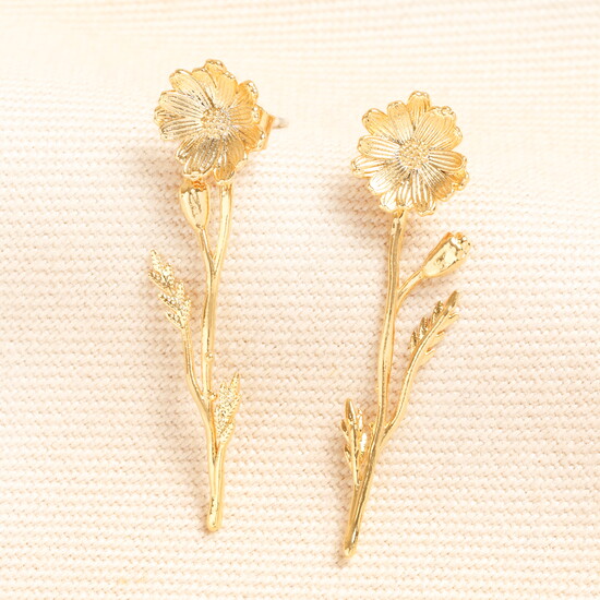 Wild Flower Drop Earrings in Gold