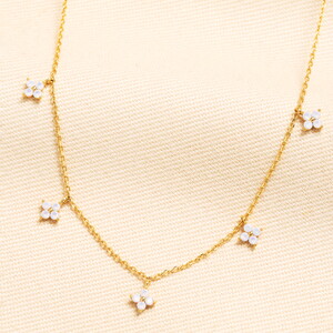 Lilac Flower Charm Necklace in Gold