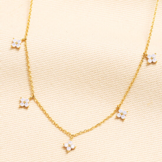 Lilac Flower Charm Necklace in Gold