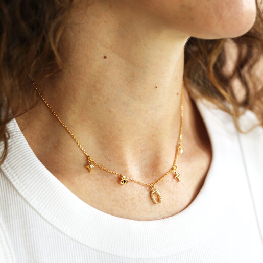 Luck Charms Pendant Necklace in Gold