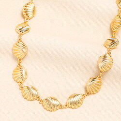 Clam Shell Chunky Chain Necklace in Gold
