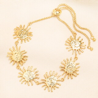 Hammered Sun Chain Bracelet in Gold