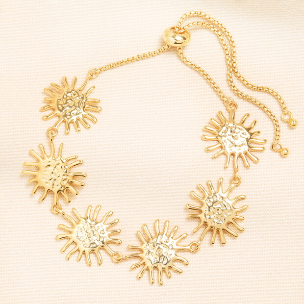 Hammered Sun Chain Bracelet in Gold