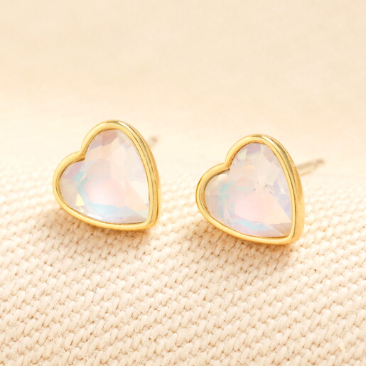 heart stud earrings with white centre