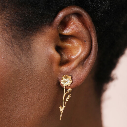 Wild Flower Drop Earrings in Gold