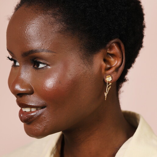 Wild Flower Drop Earrings in Gold