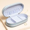 Blue Linen All Kinds of Amazing Oval Jewellery Case With Lid Open