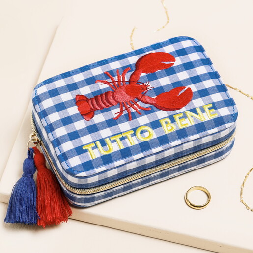 lobster design hard back jewellery travel case
