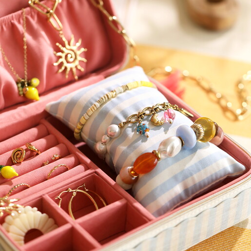 close up of striped cushion for watches and bracelets