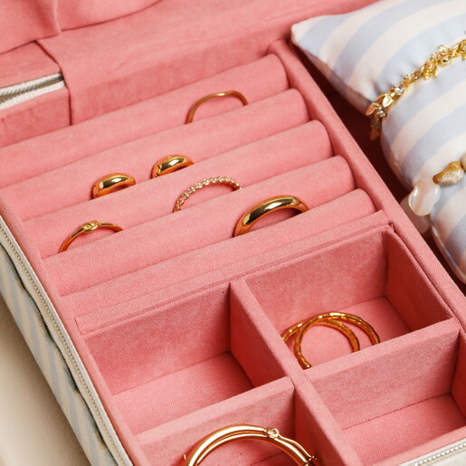 close up of pink fabric ring rolls