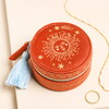 Rust Celestial Velvet Mini Round Travel Jewellery Case