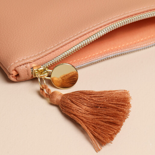 close up of tassel zip