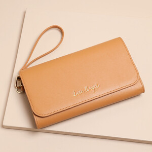 Vegan Leather Clutch Bag in Tan