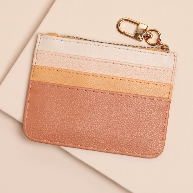 Vegan Leather Ombre Card Holder in Nude