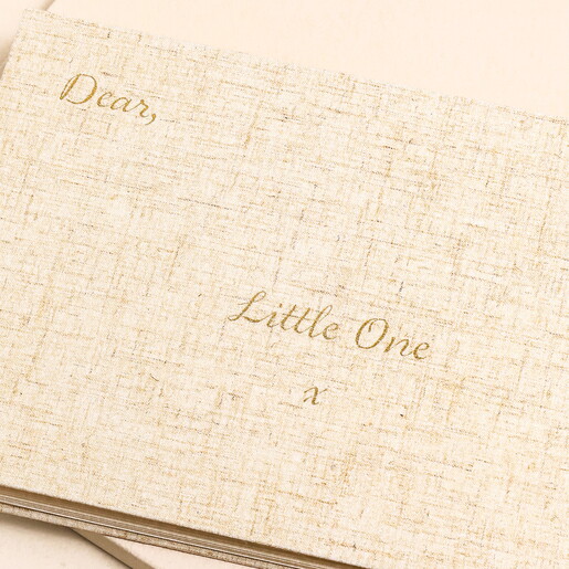 Close Up of Gold Foil Lettering on Baby Keepsake Scrapbook