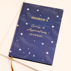 Personalised Navy Celestial Goals and Aspirations Journal