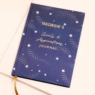Personalised Navy Celestial Goals and Aspirations Journal