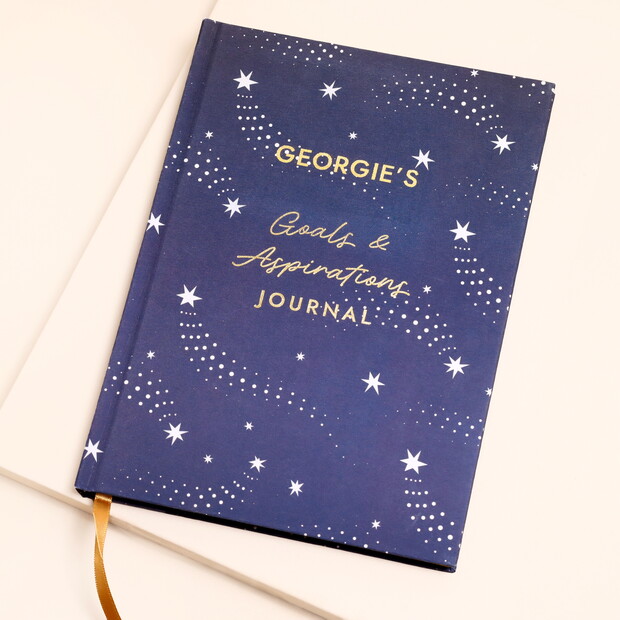 Personalised Navy Celestial Goals and Aspirations Journal