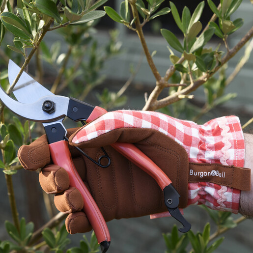Burgon & Ball Coral Check Gardening Gloves