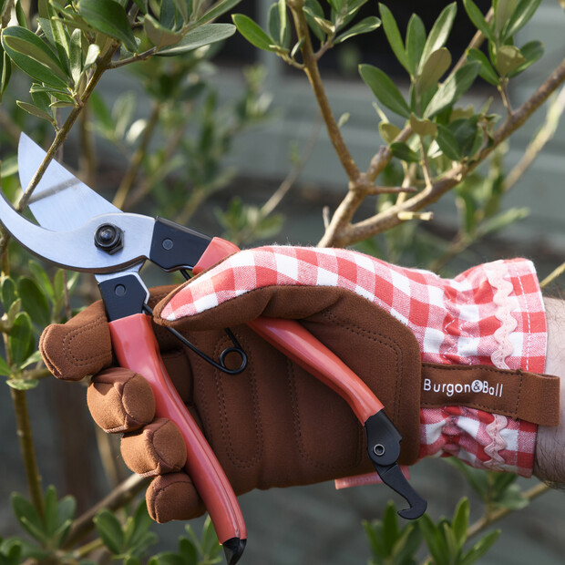 Burgon & Ball Coral Check Gardening Gloves