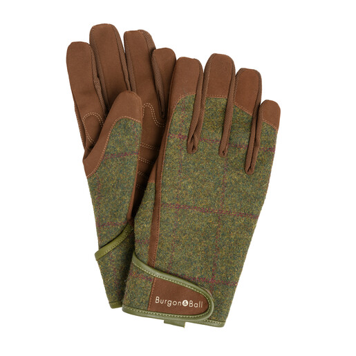 green and brown gardening gloves