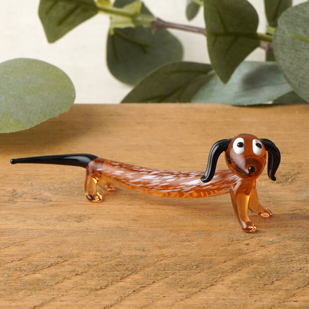 Artisan Glass Sausage Dog Ornament
