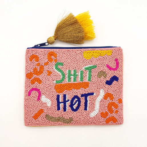 shit hot beaded purse in pink