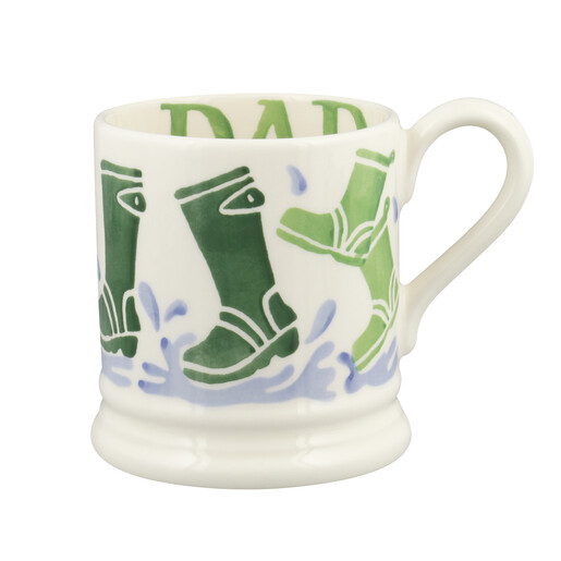 ceramic wellies mug in white and green