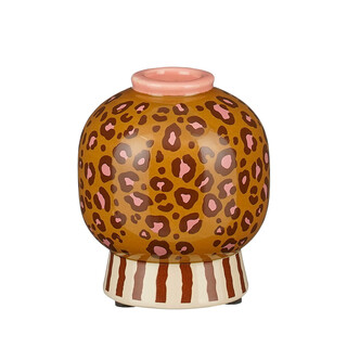 Edelman Ceramic Leopard Print Candlestick Holder