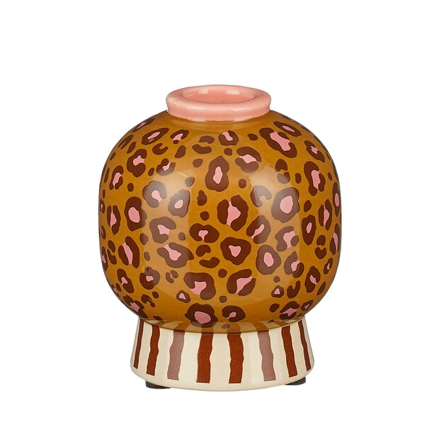 Edelman Ceramic Leopard Print Candlestick Holder