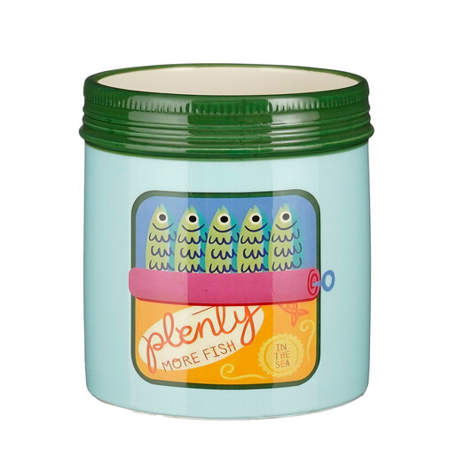 Ceramic sardine tin in blue and green