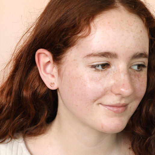 Estella Bartlett Doodle Heart Stud Earrings in Gold