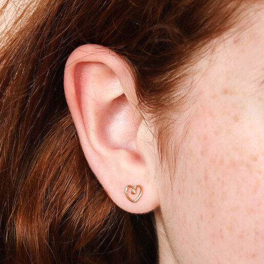 Estella Bartlett Doodle Heart Stud Earrings in Gold