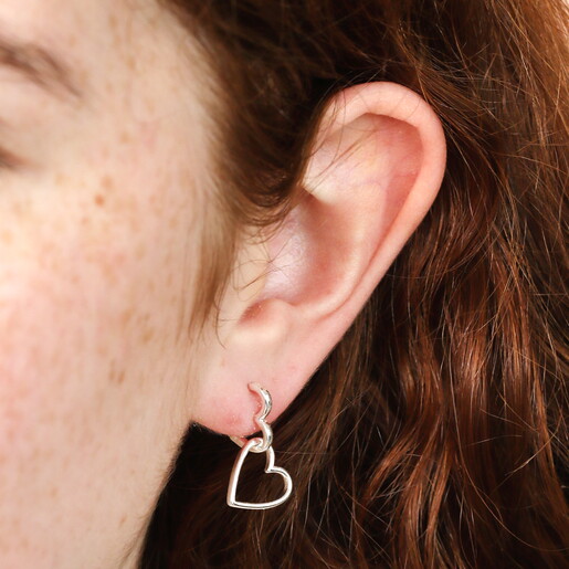 Estella Bartlett Double Heart Hoop Earrings in Silver