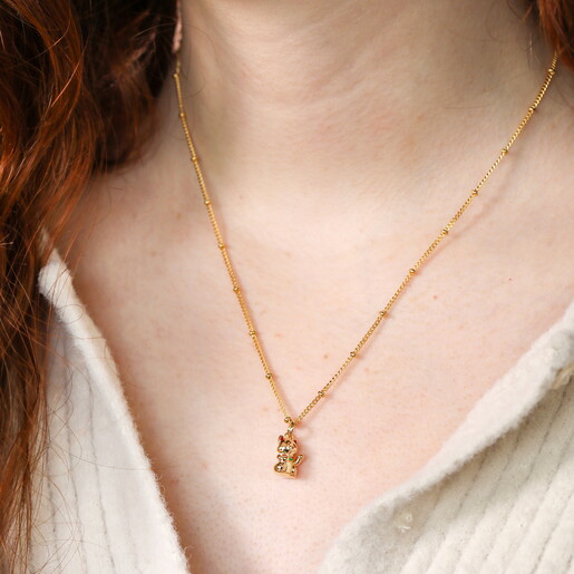Estella Bartlett Lucky Cat Pendant Necklace in Gold